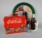 Lot of Four Coca-Cola Advertising  Serving Items: Metal Tray, Metal Spreader, Vase, & Cookie Jar