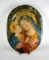 Oval Reverse Painted Madonna with Child Flat Glass Panel / Church Window