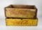 Two Vintage Coca-Cola Red on Yellow Wooden Bottle Crates, One with Dividers
