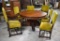 Set of 6 Antique Early 20th C. Carved Walnut Dining Chairs w/ Upholstery, Two Master & 4 Side Chairs
