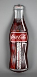 Vintage French Coca-Cola Advertising 16.5” Bottle-Shaped Metal Thermometer Sign
