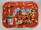 Vintage Coca-Cola Advertising 18.5” Harvest Theme Metal Serving Tray w/ Scalloped Edge