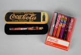 Coca-Cola Advertising Ballpoint Pen in Metal Tin/Case 1995 & Coke Products Six Pen Set
