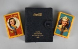 Vtg 1950 National Professional Baseball League Coca-Cola Leather Playing Card Case & 2 Decks