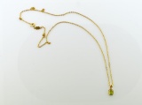 18K Gold 20” Chain with 14K Gold and Peridot Pendant