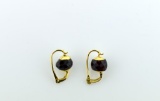 18K Gold and Faceted Black Onyx Earrings