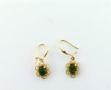 Pair of 14K and Jade Earrings