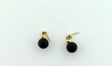 14K Gold and Black Onyx Ball Earrings
