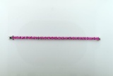 Sterling Silver and Pink Ice Link Bracelet, 7.5” L