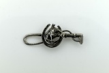 Vintage Sterling Silver Horse Head Horseshoe and Riding Crop Pin