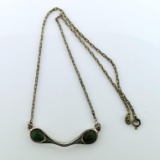 Sterling Silver & Nephrite Jade Horse's Bit Pendant on 16' Sterling Silver  Chain
