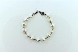 Freshwater Pearl and Sterling Silver Bracelet, 8” L
