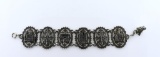 Vintage Silver French Souvenir Reticulate Oval Link Bracelet, 8.5” L
