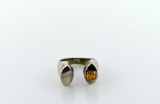 800 Silver and Yellow Sapphire Ring, Size 5.75