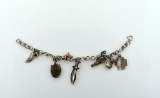 Sterling Silver and Abalone Shell Charm Bracelet, 7.5” L