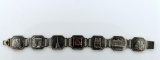 Vintage Enameled Silver French Souvenir Link Bracelet, 7.5” L
