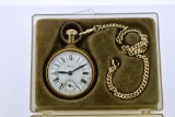 Vintage Sears 1886 Commemorative  Pocket Watch with Chain in Original Presentation Case