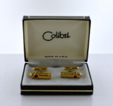 Pair of Vintage Colibri Banded Cigar Cufflinks in Original Presentation Case
