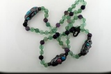 40” Natural Stone Bead Necklace with Amethyst, Prehnite, Black Onyx, Turquoise & Other Stones
