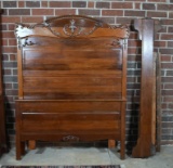 Antique Late 19th C. Oak Full Bed with Rails & Slats