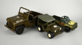Lot of Three Vintage Army Jeep Toy Vehicles: Tonka & Nylint