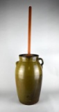 Antique Spartanburg SC Alkaline and Frogskin Glaze Butter Churn w/ Dasher & Two Lids