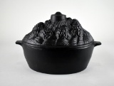 Plow & Hearth Oval Pine Cone with Candle Cast Iron Wood Stove Steamer