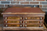 Antique Early 20th  C. J&P Coats' Spool Thread Oak Cabinet & General Store Desk w/ Ink Bottle