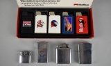 Lot of Nine Primarily Advertising Lighters by Djeep, Zippo, & Others