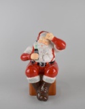 Coca-Cola Brand Earthenware 13” Santa Claus Drinking Soda Cookie Jar, 2002