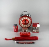 Lot of Coca-Cola Themed Alarm Clock, Mini Clock, Pocket Watch, Sunglasses, Umbrella, Bracelet