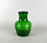 Vintage Anchor Hocking Forest Green Ribbed Refrigerator Glass Container w/ Lid 