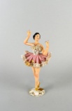 Vintage Dresden Germany Porcelain Pink & White Lace 8” Ballerina Figurine