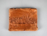 Signed Relief Sculpture Terracotta Cityscape Wall Plaque by Prof. Tiziano Vincenzi, Italy