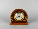 Gabriella Hand Crafted Desk Clock w/ Flourish Inlay Design, Italy