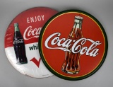 Two Coca-Cola Themed 12” Round Advertising Sign Wall Decor