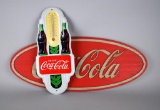 Two Coca-Cola Themed Wall Decor Signs, One is Two-Bottle Motif Thermometer