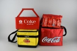 Lot of Four Coca Cola/Diet Coke Themed Carriers: Three Zip Top Coolers & Plastic Crate