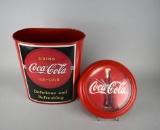 Coca-Cola Metal Trash Can & Burwood Products Wall Clock