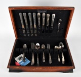44 Pcs. Holmes & Edwards Inlaid Silverplate Flatware with Original Storage Case