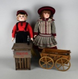 Franklin Mint Heirloom Dolls Ltd. Ed. Coca-Cola Co. “Megan” & “Billy” w/ Accessories