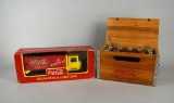 Lot of Two Coca-Cola Advertising Pieces: Truck Analog Musical Alarm Clock & Crate Clock Radio