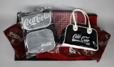 Lot of Coca-Cola Valance Package, Two “Button Style” Curtain Panels, Two Table Runners, & Two Totes