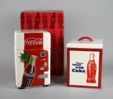 Lot of Two Coca-Cola Brand Ceramic Vending Machine-Shaped Lidded Canisters