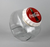 Coca-Cola Advertising Tilt Glass Lidded Counter Top Jar