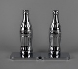 Vintage Chrome Coca-Cola Bottle Bookends