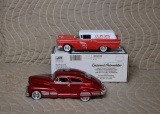 Two Die-Cast Replica Cars: Liberty 1957 Ford Cupid's Courier Sedan Bank & 1948 Chevrolet Aerosedan