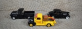 Three Die-Cast Replica Cars: Solido '55 Chevy Stepside, '39 Chevrolet Coupe, Ertl '47 Dodge Pickup