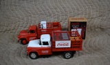 Two Ertl Die-Cast Replica 1957 Stake Trucks & Pop Machine w/ Hand Cart Set