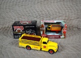 3 Die-Cast Replica Car & Banks: First Gear '51 Ford Delivery Truck, '25 Beverage Truck Bank, Ford